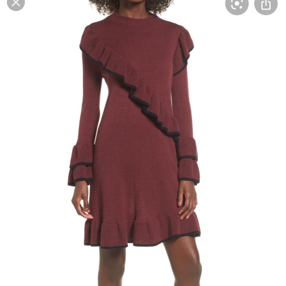 Burgundy Nordstrom bp Ruffle Sweater Dress